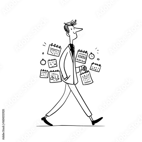 Busy Man Carrying Calendars While Walking