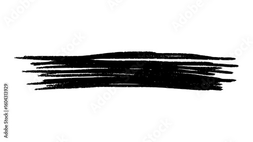 Black Pencil Stroke Hand Drawn Sketch Line on Transparent Background