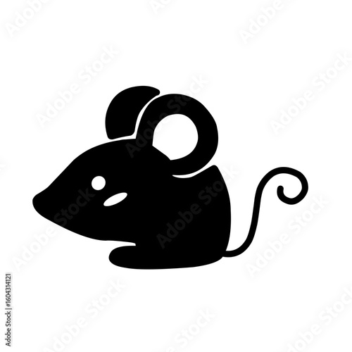 Cute Mouse Silhouette Vector Icon Illustration