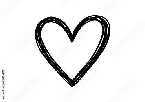 Heart Doodle Icon PNG Isolated Hand Drawn on Transparent Background