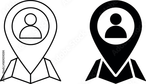 Location pin icon with person silhouette