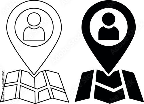 Location pin with person icon map