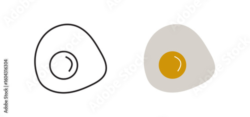  Fried Egg Icons: Breakfast Food Symbols, Sunny Side Up
