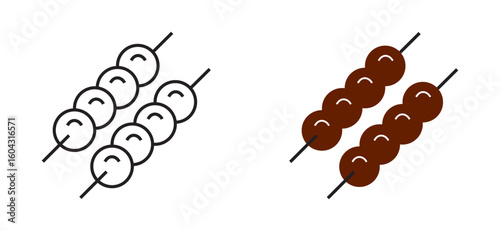 Skewered Meatball or Dango Icons: Asian Food Stick Art