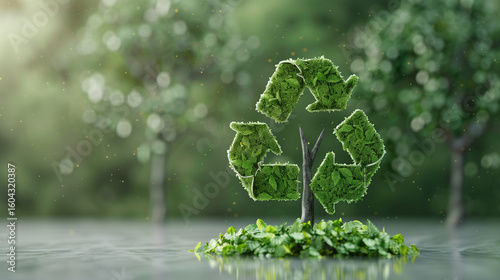 recycle symbol on green grass