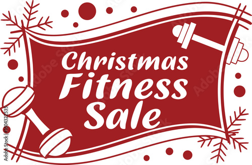Celebrate the holidays with a christmas fitness sale featuring dumbbells and festive snowflake decorations