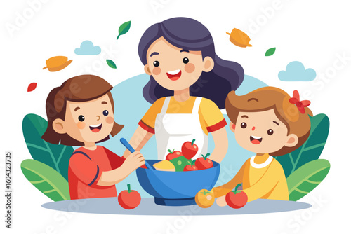 Ideal for educational content, parenting blogs, recipe books, and family-themed advertisements.