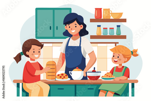 Ideal for educational content, parenting blogs, recipe books, and family-themed advertisements.