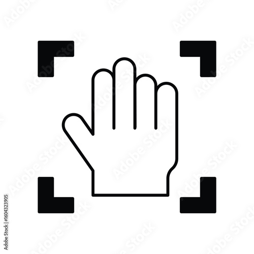 hand tracking glyph icon with white background vector stock illustration