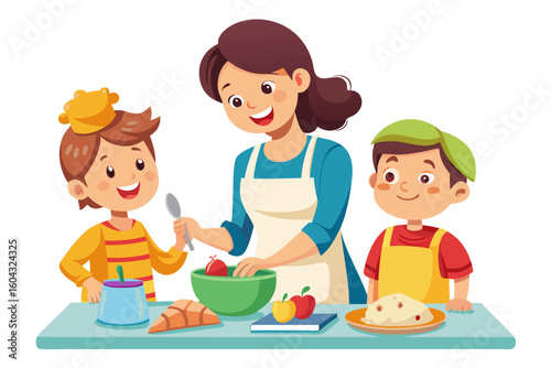 Ideal for educational content, parenting blogs, recipe books, and family-themed advertisements.