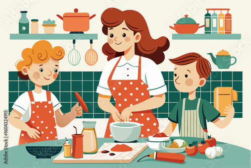 Ideal for educational content, parenting blogs, recipe books, and family-themed advertisements.