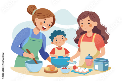 Ideal for educational content, parenting blogs, recipe books, and family-themed advertisements.