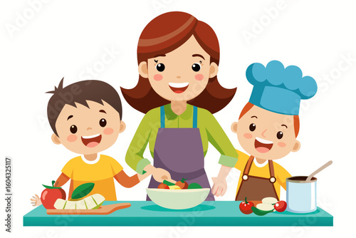 Ideal for educational content, parenting blogs, recipe books, and family-themed advertisements.