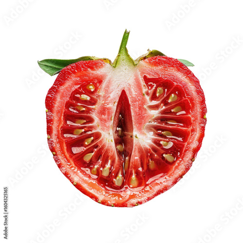 Wallpaper Mural Close-up of a sliced tomato, vibrant red, seeds visible Torontodigital.ca