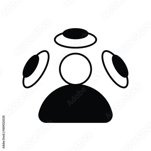 spatial audio glyph icon with white background vector stock illustration