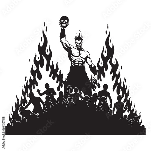 Iron-willed Hades digital black vector, a classic and easily adaptable option – Hades silhouette – Hades Vector – Silhouette of Hades – Greek god vector

