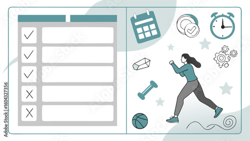 Achieving goals a visual representation of planning action and progress tracking with a focus on health and productivity
