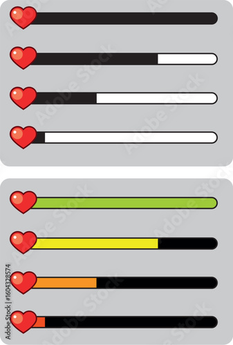 Heart Health and Energy Bars – Game HUD Icons