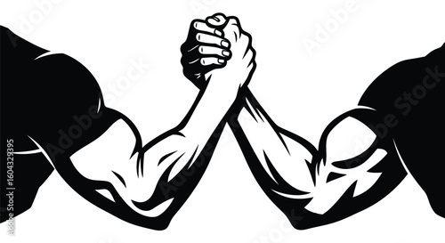 Arm Wrestling Battle Between Two Strong Competitors