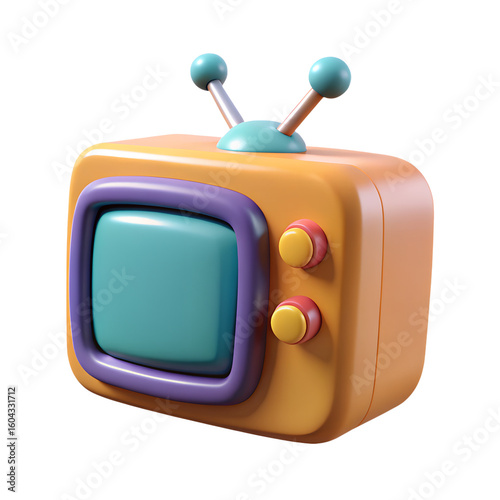 3d retro tv set isolated