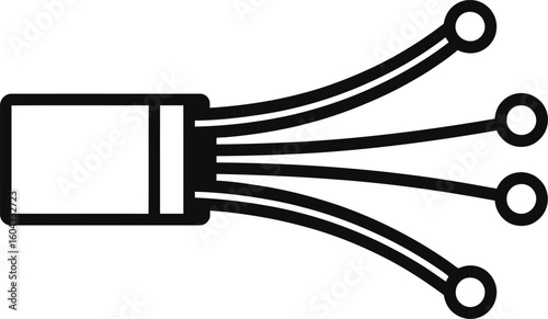 Illustration of a bundle of wires or cables fanning out from a connector