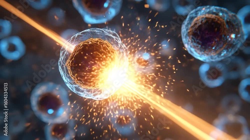 Stunning macro illustration of cell structure highlighting energy and scientific concept with bright light