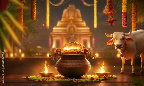 Vector illustration of happy ganga dussehra with floating diyas and traditional lamps
