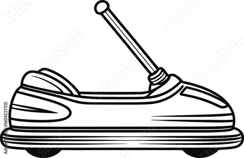 Classic bumper car outline drawing for amusement park fun