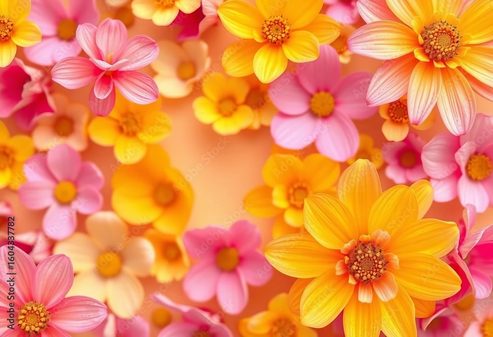 Obraz premium Pastel floral abstract wallpaper, vibrant summer vibe flat design, pastel, cheerful