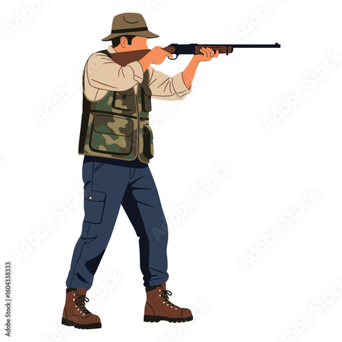 Hunter Aiming Shotgun