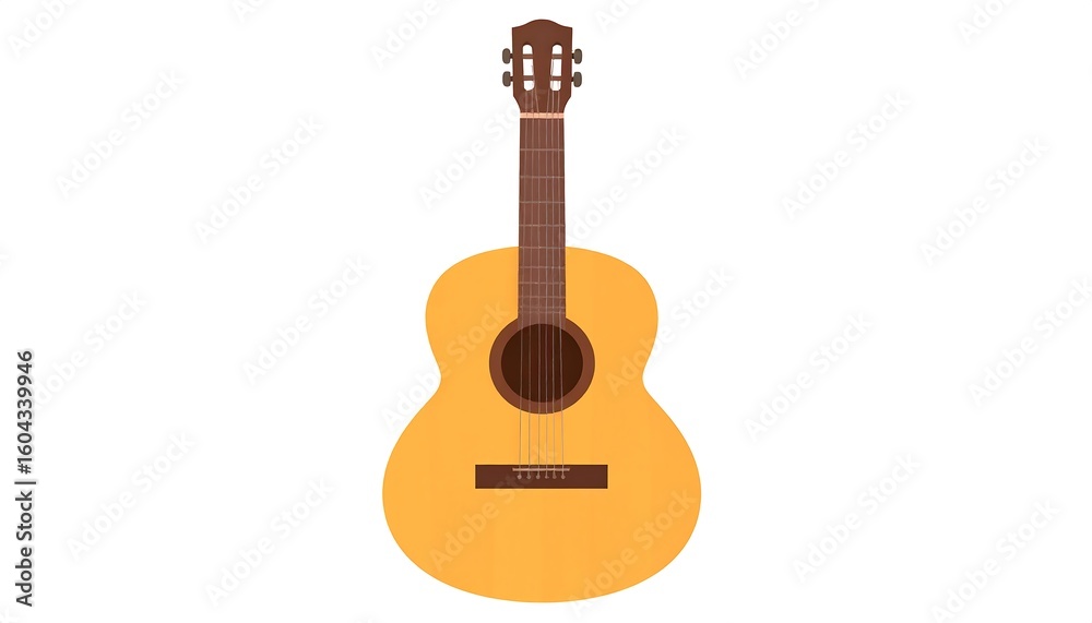Obraz premium Illustration of a classic acoustic guitar isolated against a white background