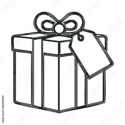Gift box with tag and bow for festive occasions and celebrations