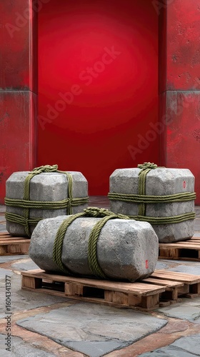 Wallpaper Mural Nuclear waste is stored on wooden pallets, highlighting the importance of safe containment methods in industrial settings. Torontodigital.ca