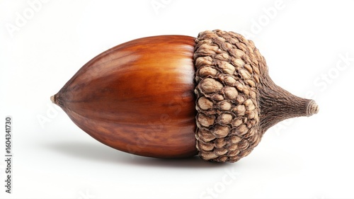Detailed Acorn on White Background acorn oak tree forest nature autumn fall isolated close-up seed