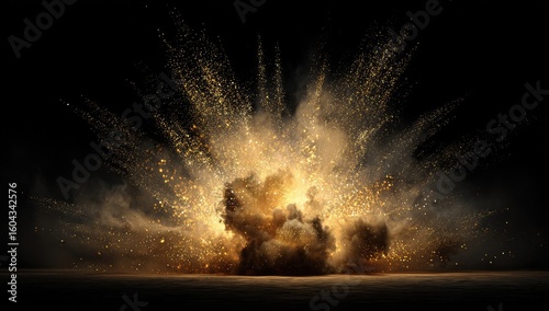 Golden explosion against black