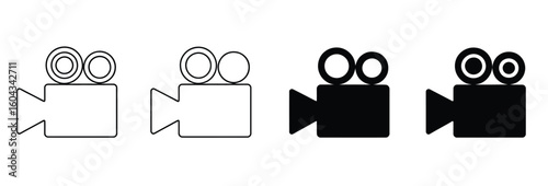 Tableau sur toile Vector art of evolution of video camera icons from outline to solid fill