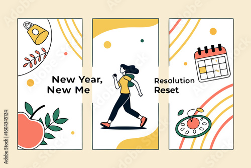 Embrace a fresh start with new year new me and resolution reset themes featuring healthy habits and personal growth