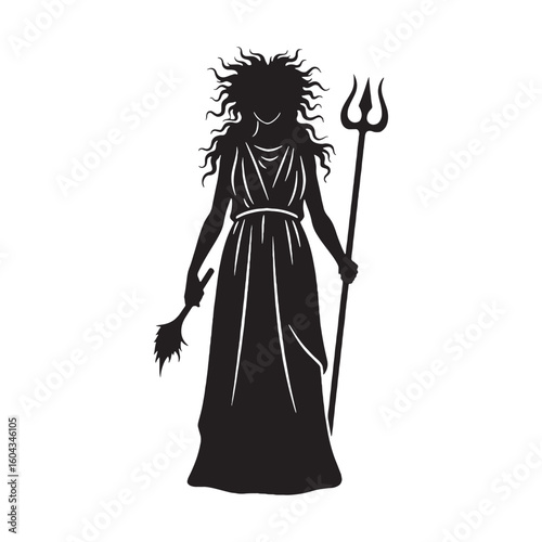 Artistic Chaos digital black profile, featuring a minimalist yet striking aesthetic – Chaos silhouette – Chaos Vector – Silhouette of Chaos – Greek god silhouette

