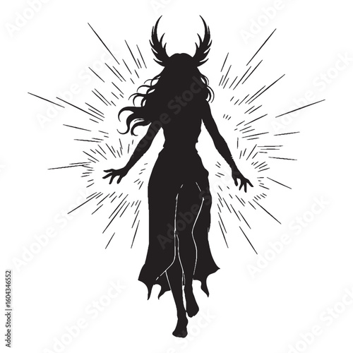 Mysterious Chaos digital black image, an elegant graphic for your creative projects – Chaos silhouette – Chaos Vector – Silhouette of Chaos – Greek god silhouette

