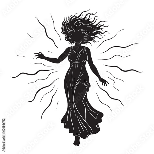 Recognizable Chaos digital black vector, representing the original void's unforgettable appearance – Chaos silhouette – Chaos Vector – Silhouette of Chaos – Greek god vector

