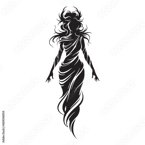 Unformed Chaos digital black silhouette, showcasing its distinctive and boundless form – Chaos silhouette – Chaos Vector – Silhouette of Chaos – Greek god vector

