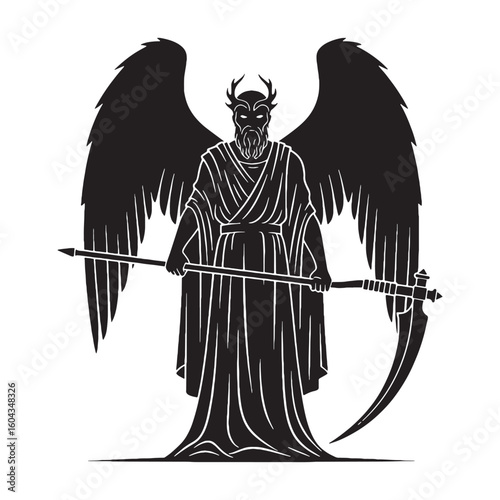 Abstract Chronos digital black silhouette, rendered perfectly for clarity and appeal – Chronos silhouette – Chronos Vector – Silhouette of Chronos – Greek god silhouette

