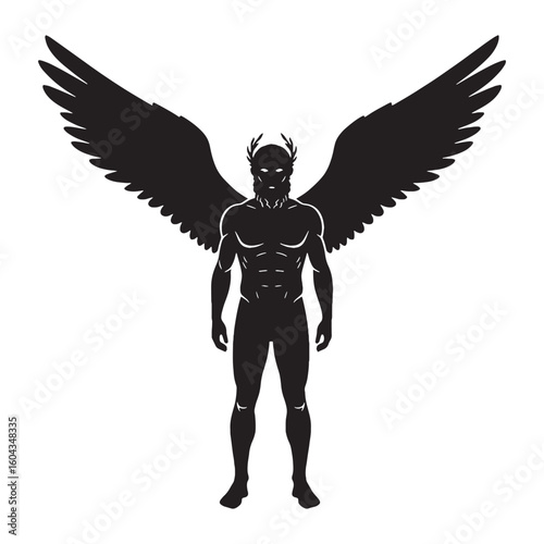 Authentic Chronos digital black visual, accurately portraying this beloved deity – Chronos silhouette – Chronos Vector – Silhouette of Chronos – Greek god vector

