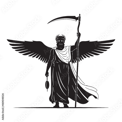 Versatile Chronos black vector asset, a truly modern digital image for diverse uses – Chronos silhouette – Chronos Vector – Silhouette of Chronos – Greek god silhouette

