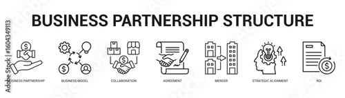 Business Partnership Structure Modern and clean web banner illustration featuring thematic icons for visual communication