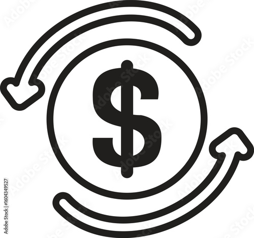 Dollar Icon Cash Coins Money Management Financial Growth Concept Design Vector Illustration