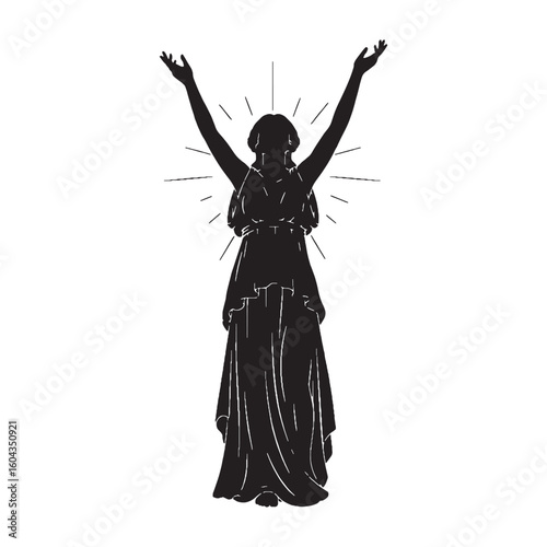 Recognizable Hemera digital black vector, representing the mother of light's unforgettable appearance – Hemera silhouette – Hemera Vector – Silhouette of Hemera – Greek goddess vector

