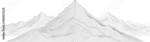 Minimalist Mountain Peaks Line Art