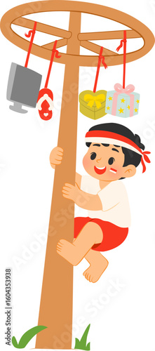 
Illustration of Panjat Pinang Indonesian game