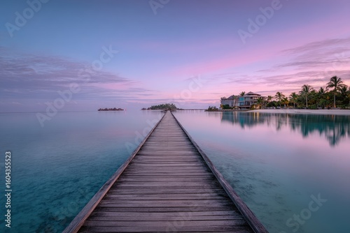 Wallpaper Mural Serene wooden pier extending into tranquil water at sunrise Torontodigital.ca